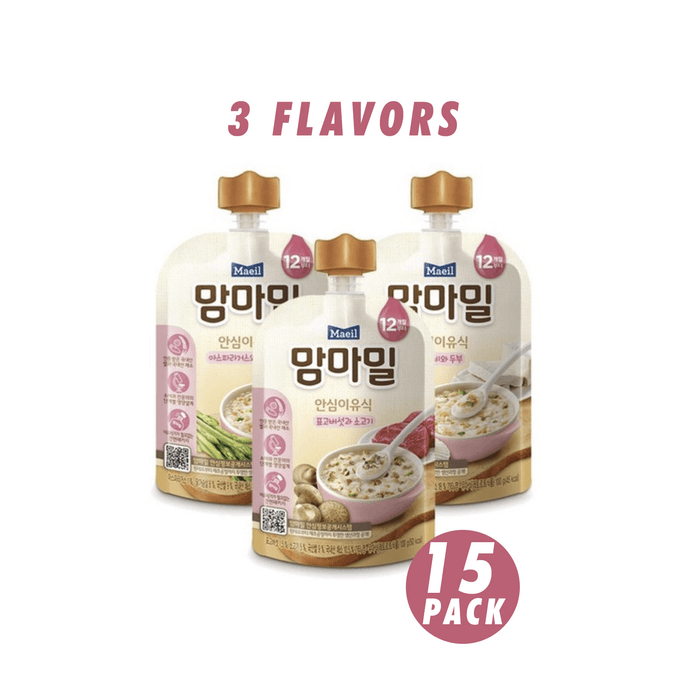 Maeil Mammameal 15 Pack Baby Food 12 Month (3 Flavor Mix) 3 Flavors 15 Packs (5 of each) ($3.33/Count)