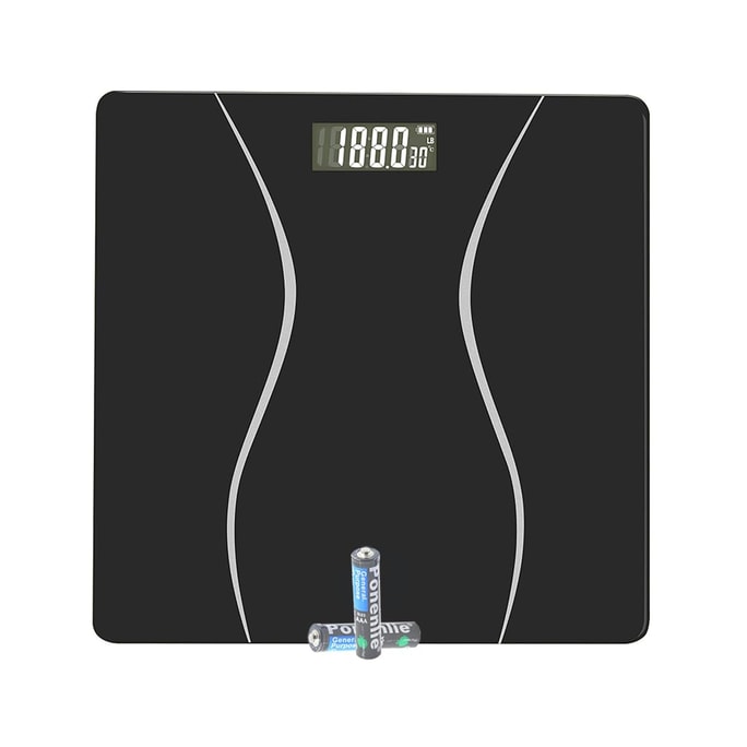 體重計 減脂秤 電子秤 數位浴室秤 附溫度顯示與電量顯示 人體秤 最大可以秤重400LB/180KG 送2節電池 3個秤重單位:LB/KG/ST