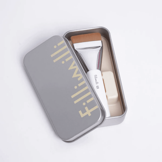 Mini Spatula Brush, #828 -  Streak-Free Foundation/Blush/Contour, with Case​​