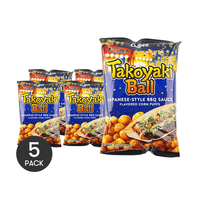 Takoyaki Balls - Crunchy Seafood Snack, 3.17 oz *5【5 Packs】