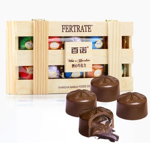 Pure cocoa butter liquor-filled chocolate fragrant white spirit filled milk chocolate wooden gift box 100g(10 pieces)