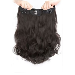 [중국 직배송] HSPM 여성용 쓰리피스 롱 컬리 가발, 풍성한 볼륨감의 한국식 워터 웨이브 헤어 익스텐션, 모조 계란말이 바비 인형 컬 헤어 익스텐션, 브라운/블랙, 50cm, 쓰리피스