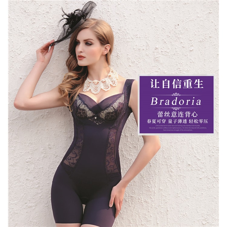 Shapewear Sleeveless Lacy Intelligent Curve™ Full Body Shaper Strap lace  Purple M #21025