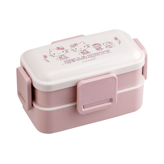 Skater Antibacterial 2-Tier Fluffy Lunch Box Hello Kitty Line Design 600ml