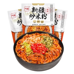 Xinjiang Fried Rice Noodles Extra Spicy Spicy Thick Rice Noodles Dry Mixed Rice Noodles 330g*1 Bag Instant Ready-to-Eat Convenient Fast Food