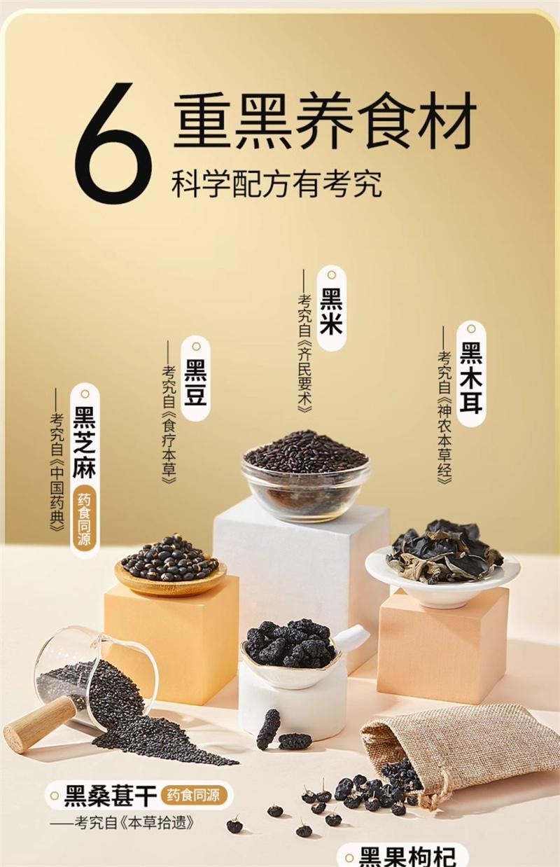 [Expédition directe depuis la Chine] Yan Zhi Fang Huit trésors noirs Poudre de sésame noir Ingrédients noirs de goji et mûre Riche en protéines Petit-déjeuner Repas substitut Poudre [Version sans sucre] Huit trésors noirs 450g/boîte