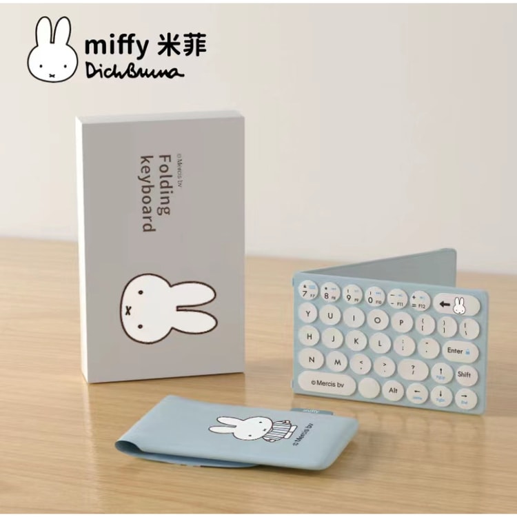 中国直送】ミッフィー Miffy 折りたたみ携帯電話 ワイヤレス Bluetooth キーボード 携帯電話やタブレットに最適 ブルー - Yami