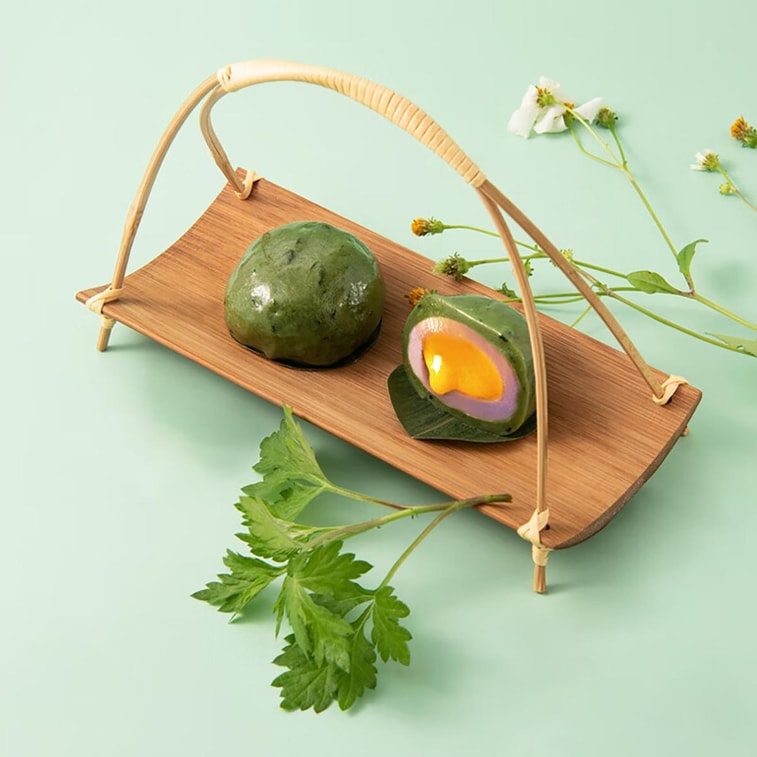 청단 - 녹색 쌀공, 타로 페이스트와 커스터드 맛, 4개, 7.05온스 5