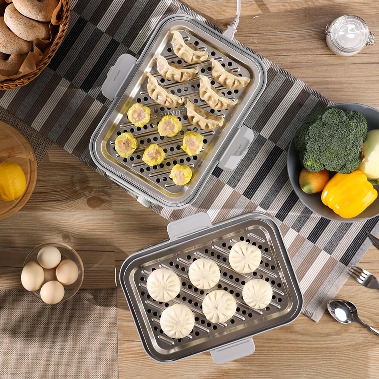 【$40 off with coupon】Electric Food Steamer Light Green 5.3QT/5L Stew Pots Not Included Multi - functional 9