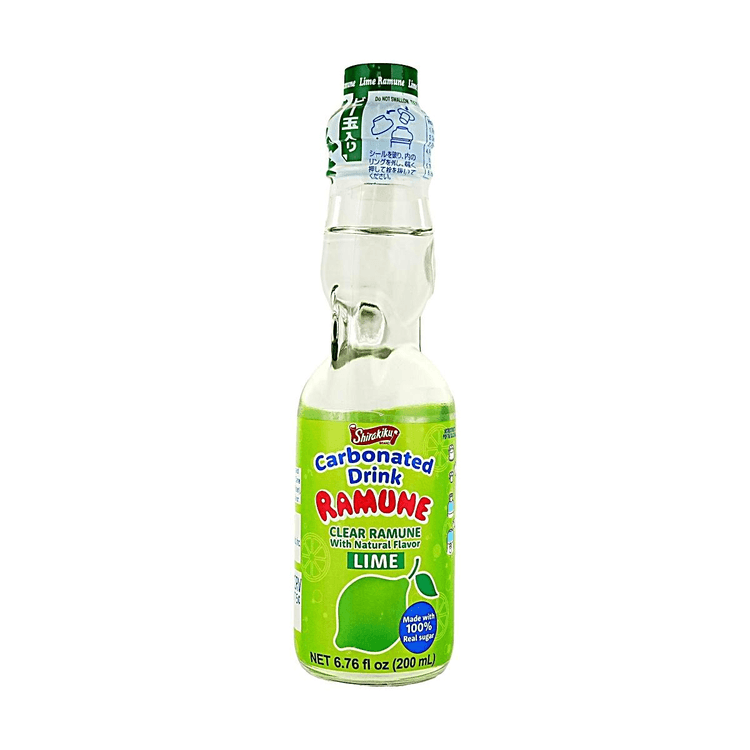 SHIRAKIKU Ramune Soda ,Japanese Soft Drink,Lime Flavor 6.76 fl oz