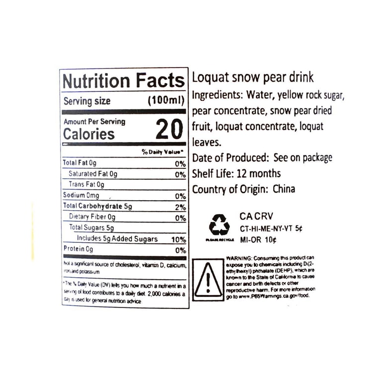 Loquat and Pear Water , Low Calories Low Sugar 0 Fat,16.9 fl oz *6【6 Packs】 5