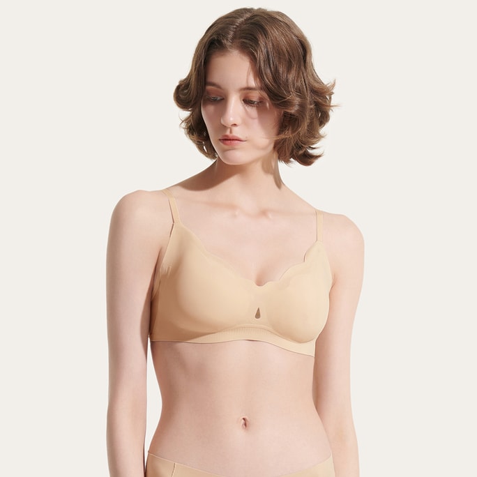  Cool Petal Cup Sandwich Soft Support Back Hook Bra Naked Skin Color L+