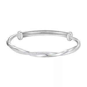 Colorful Mobius Bracelet Sterling Silver Push-Pull Adjustable Loop Sterling Silver Bracelet 15-17 Grams