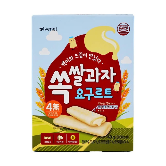 韩国IVENET 夹心米饼威化饼干 宝宝零食 酸奶味 40g