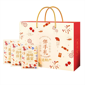 Dalian Specialty Gift Box – Seafood Snacks Souvenir, Shredded Squid, Grilled Fish Fillet, New Year Gift Pack, Ready-to-Eat Dried Seafood, White Version – 8 Flavors, 660g * 1 Box