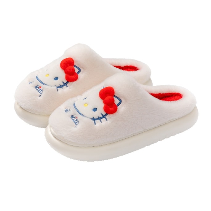 【中國直郵】 FOXTAIL 三麗鷗秋冬棉拖 室內 家居 秋冬 親子 女拖鞋 防滑耐磨 透氣-凱蒂貓 38-39碼 1雙