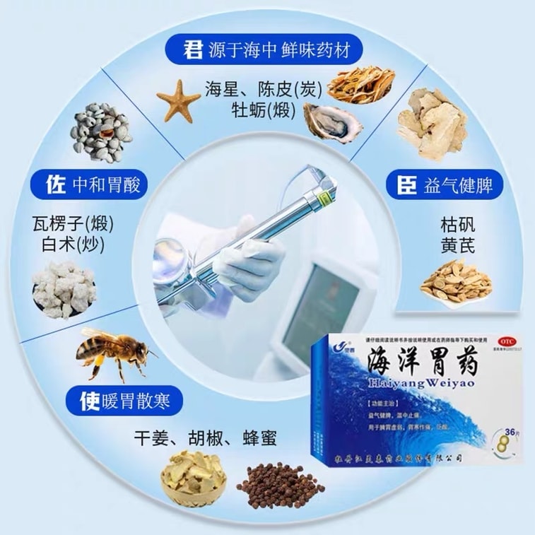 【中国直邮】 灵泰 海洋胃药 胃疼 胃寒 益气健脾 温中止痛 用于脾胃虚弱泛酸 36片/盒 3