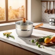 Japanese YANOSAKU Yano Works Japanese Hammered Stainless Steel Yukihira Pot Single-serving Pot Steaming and Cooking Dual