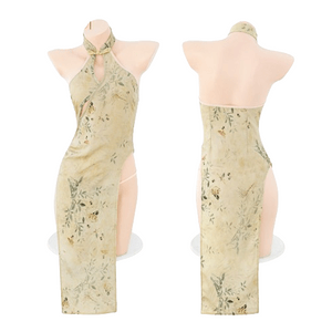 【中國直郵】霏慕 國色天香高開衩露臀旗袍 情趣內衣性感鏤空古風睡衣