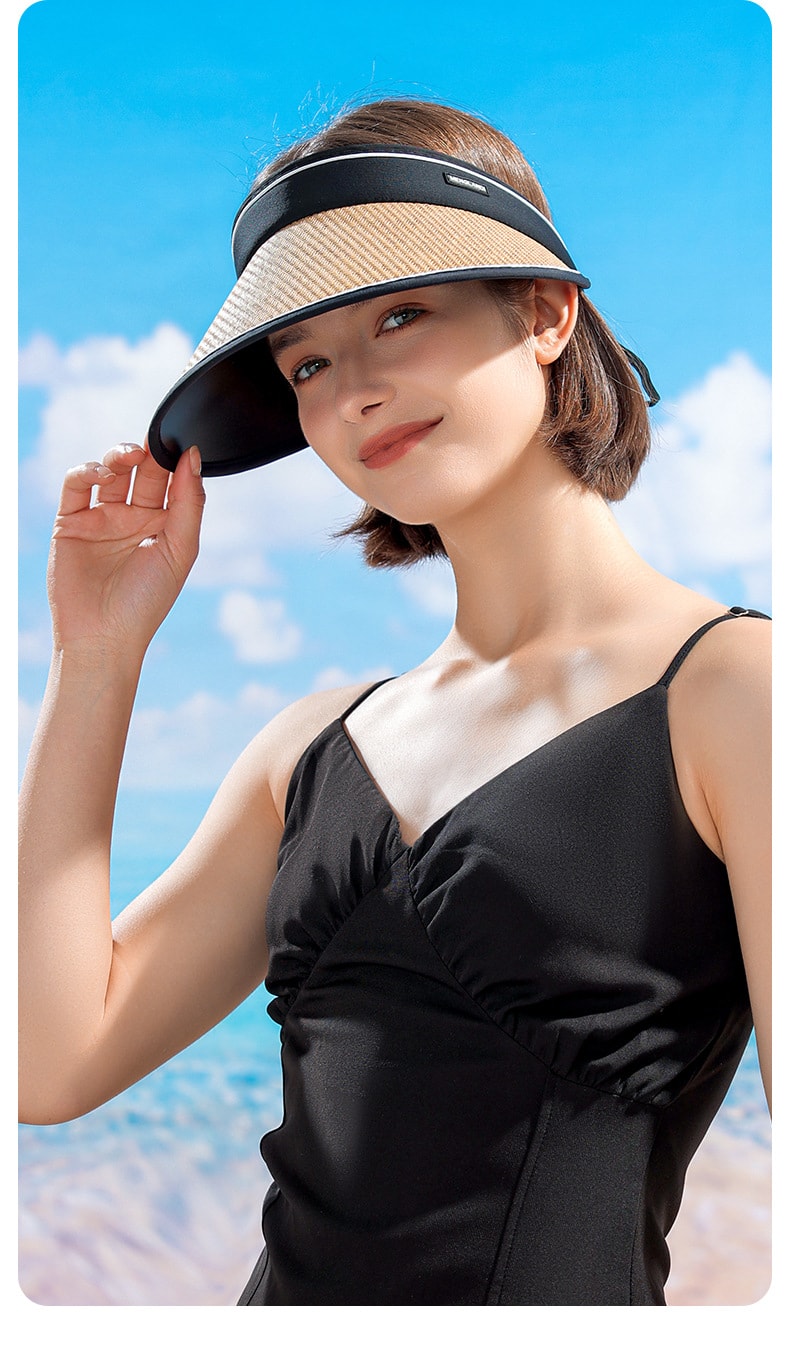 【赠品】GoloveJoy 女士拉菲草帽 卡其色一顶 夏季户外遮阳 大帽檐防晒 轻薄透气