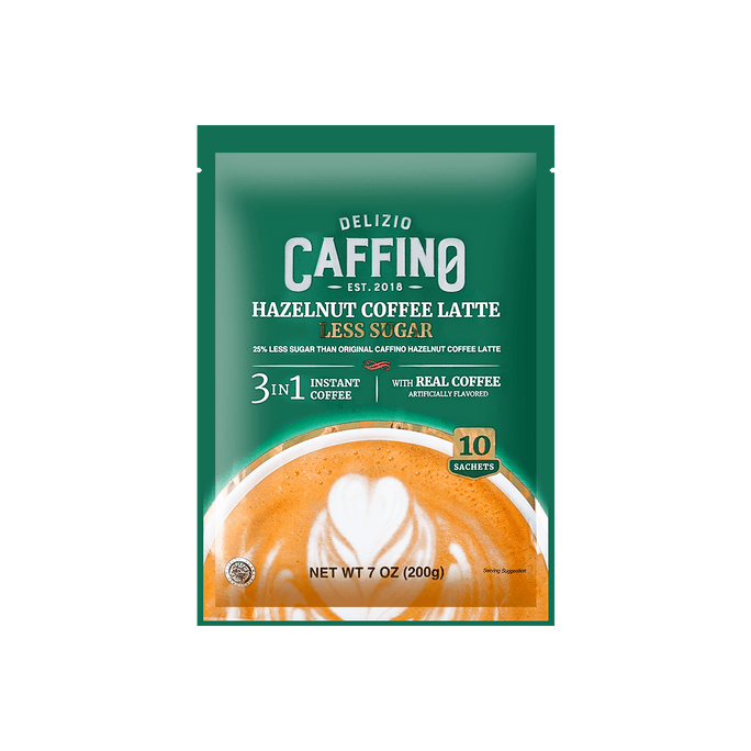 印尼CAFFINO 榛果拿鐵咖啡 減糖 200g