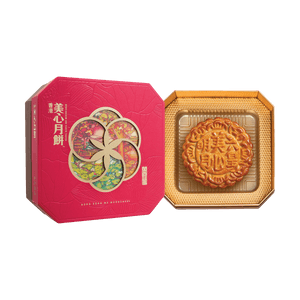 홍콩 화이트 로터스 씨드 페이스트 자이언트 문케이크 선물 상자 - 1개, 달걀 노른자 6개, 15.1oz