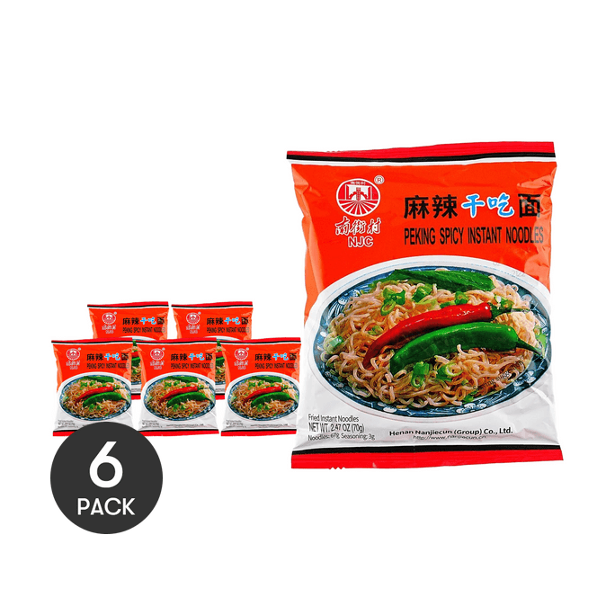 Peking Crispy Instant Noodles Snacks  Spicy Flavor , 2.47 oz *6【6 Packs】