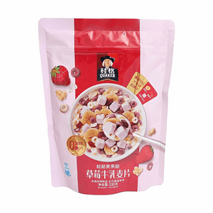 桂格麦果脆草莓牛乳麦片 330g【非油炸】【含牛乳块与多种果干】