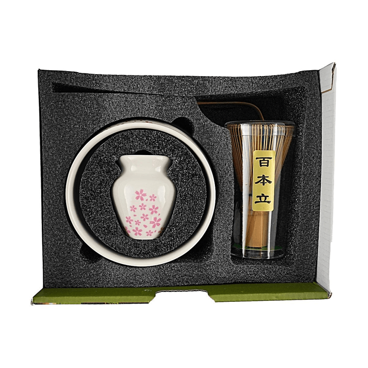 KAWASIMAYA 抹茶茶筅セット、桜ピンク、茶碗・茶筅・茶杓付き、日本