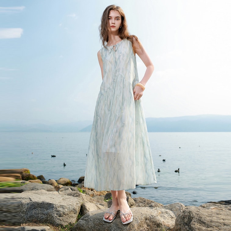 New Lyocell Tencel Floral Maxi Slip Dress Pink White Floral Size S 7