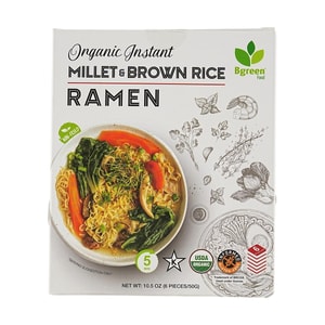 BIG GREEN家乡味 有机快熟小米糙米拉面 6份装 300g【不含麸质 5分钟快熟】