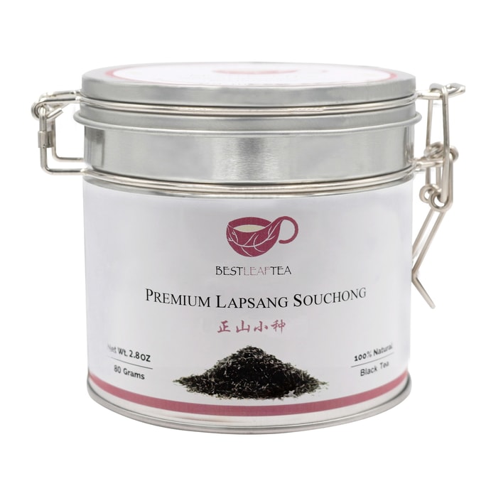 BESTLEAFTEA Premium Flowery Lapsang Souchong Black Tea 80g tin 2.8 oz