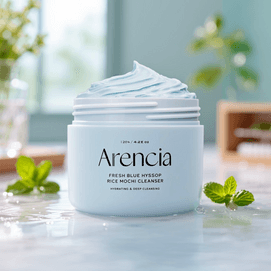 韓國ARENCIA江南皮膚科 藍色清新神香草抹茶年糕潔面膏 植物萃取控油角質護理清潔磨砂洗面乳 120g 深層補水保濕 毛孔營養彈性