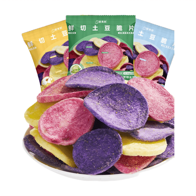 Fresh Cut Potato Crisps Trio Pack, 22g*3 bags (Honey Butter/Lime Wasabi/Coconut Milk) | Non-Fried Freeze-Dried Thin & Crunchy, Rich in Anthocyanins & Fiber