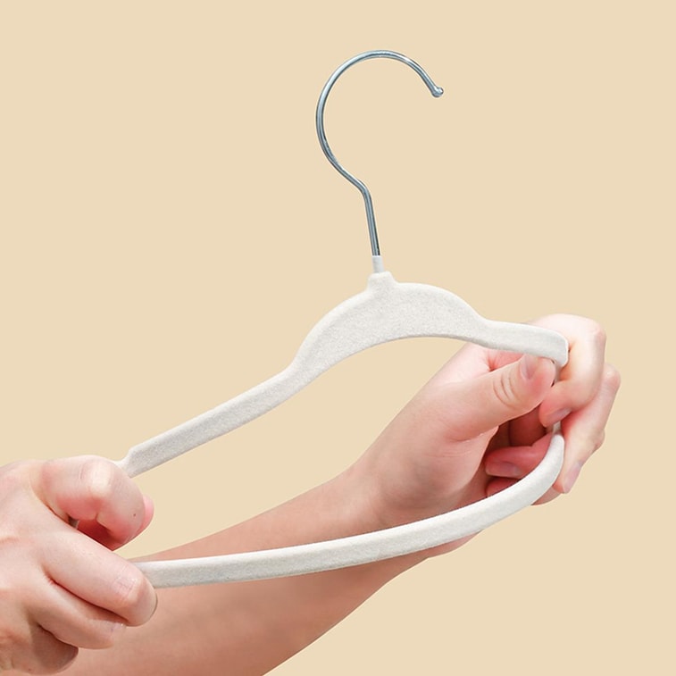 儿童专用植绒衣架 防滑无痕晾衣架 宝宝衣物专用挂架 10 个/组 黄色 4