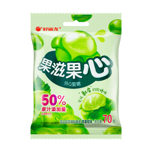 大陸版ORION好麗友 果滋果心 水果軟糖橡皮糖 青葡萄味 70g