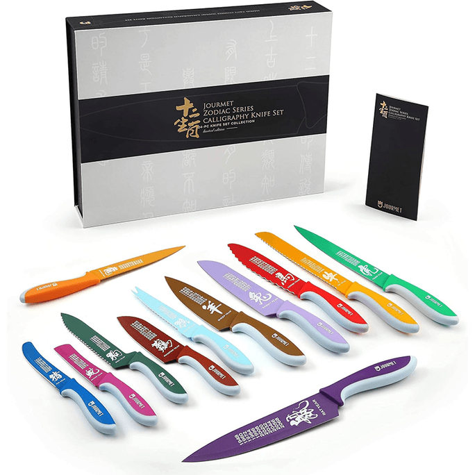 24PCS Zodiac Kitchen Knife Set Gift Boxed Set With 12 Piece Sheath Premium High Carbon Stainless Steel Forging