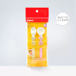 [중국 직배송] Pigeon 베이비 쌀 시리얼 스푼 세트 베이비 소프트 헤드 스푼 수유 2팩