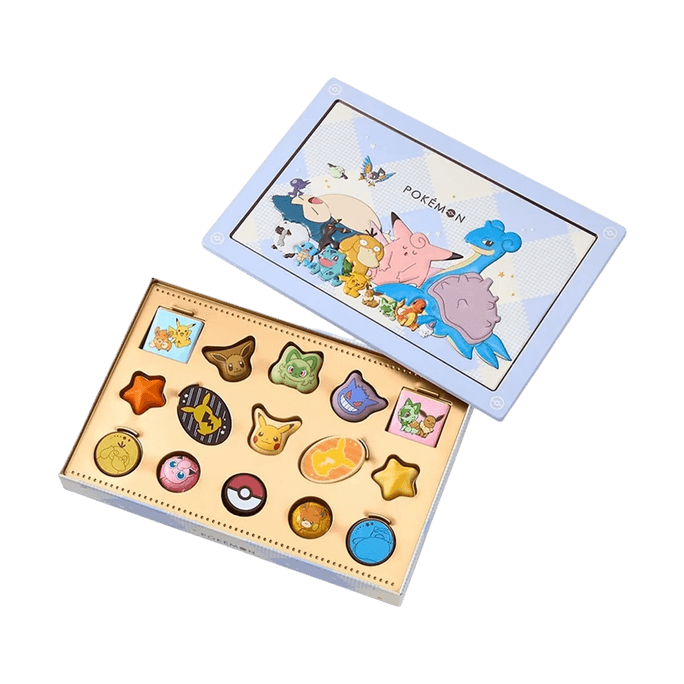 Pokemon Valentine Chocolate Gift Box,Gym Badge Theme 15pcs 24.1oz【Fruit and Salted Caramel Assorted】【Collector Upgrade】