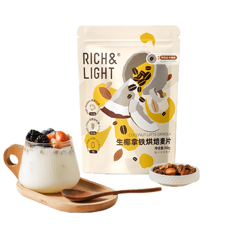 Ruichu Coffee Roasted Oat Milk Coconut Latte with Fruit and Nut Cereal ...