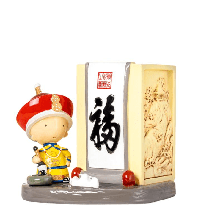 中国直邮】 故宫淘宝|康熙赐福文创国风笔筒文具收纳盒10.5*10.5cm - 亚米