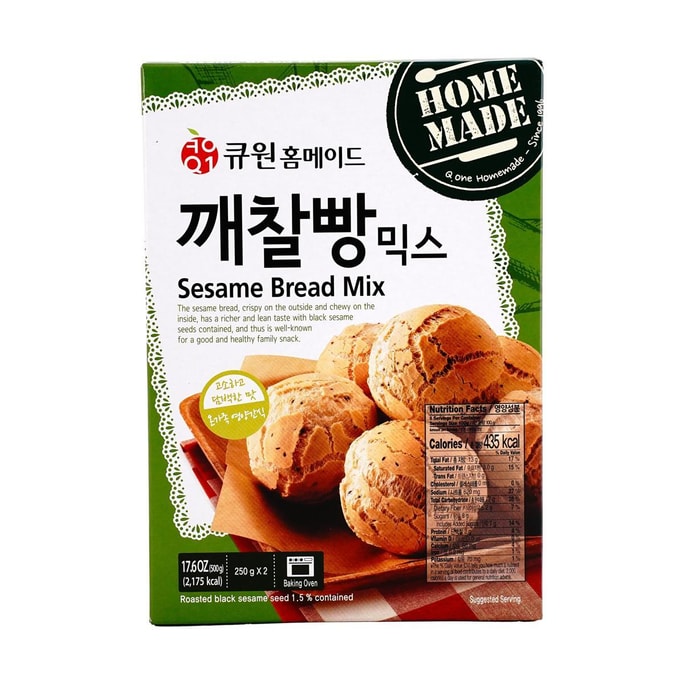 韓國QONE 黑芝麻麵包預拌粉 500g