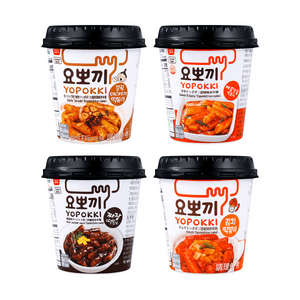 韩国YOPOKKI 炒年糕 杯装 混合4口味 495g【超值装】【大蒜照烧+甜辣+泡菜+炸酱】【微波加热 2分钟即食】