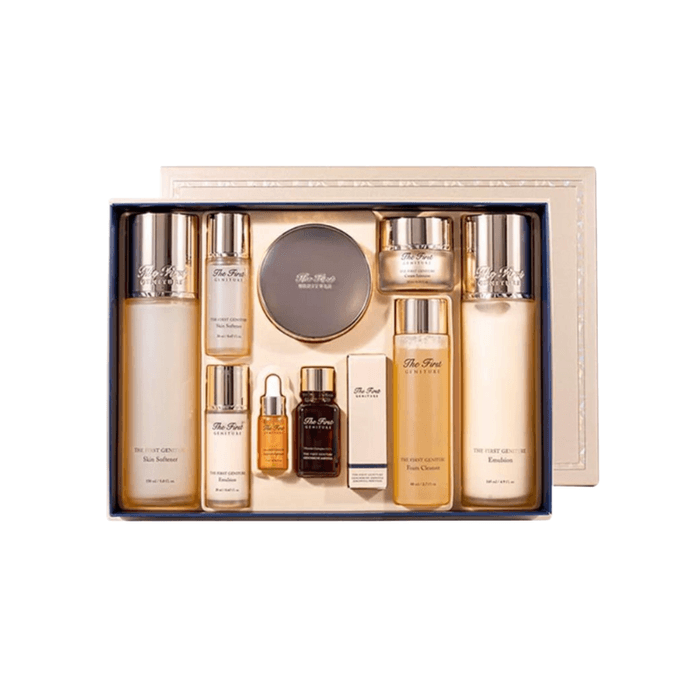 [홍콩 직배송] 오휘 오휘 에센스 슈프림 세트 (9종) (한국산): 토너, 로션, 쿠션 콤보. 깊은 주름 개선, 보습, 브라이트닝 효과 - 원스톱 럭셔리 스킨케어.