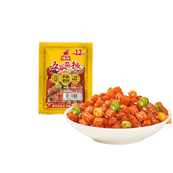 【中國直郵】佳龍五穀雜糧辣條大麵筋素肉牛筋豆乾兒時懷舊麻辣豌豆麻辣味18g*20包