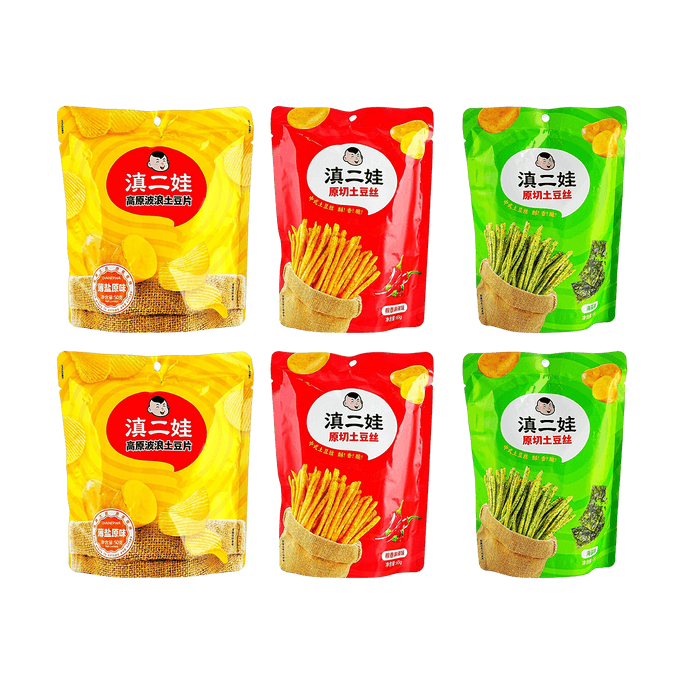 Potato Chips Original +Potato Sticks Spicy+French Fries Seaweed Flavor,12.69oz【6 Combo Packs】【Yunnan Specialties】