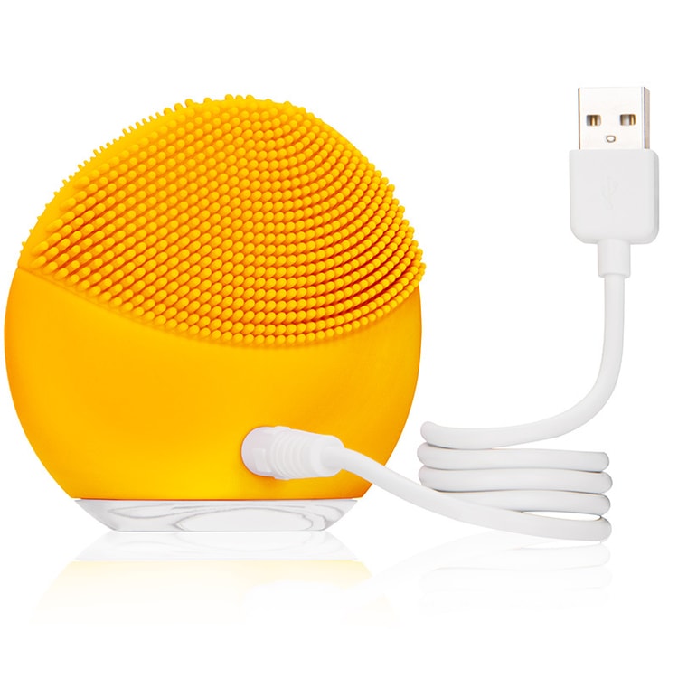 FOREO mini 2 Facial Cleansing Brush Gentle Exfoliation and Sonic Cleansing  for All Skin Types--Yellow - Yami