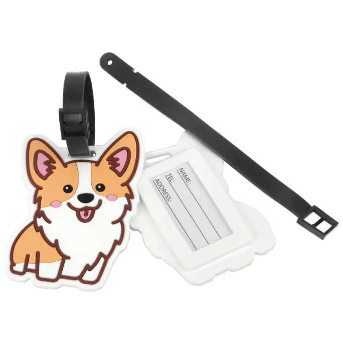 Creative Boarding Pass Cute Cartoon Corgi Puppy Pvc Soft Glue Travel Luggage Tag *1