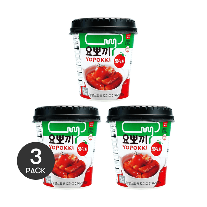 Korean Instant Tteokbokki Cup - Rice Cake  ,Tomato  Flavor,4.23 oz *3【3 Packs】