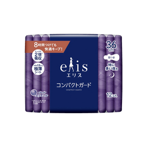 日本ELIS怡麗 便攜式超薄瞬吸型衛生棉 夜用型 有護翼 360mm 12枚入